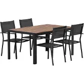 Ebuy24 Break tuinmeubelset tafel 90x150cm naturel 4 stoelen zwart.