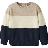 Name it MINI katoenen rechtvallende gebreide trui Grijs Meerkleurig - maat 98