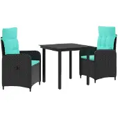 vidaXL Tuinset, 3-delig, PE-rotan en gepoedercoat staal