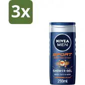 Nivea 3 x MEN – Douchegel – Sport – 250 ml - Koffiezetapparaat