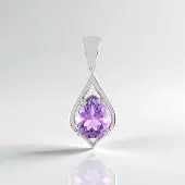 Cavill - Zilveren Hanger - 925 Sterling Zilver met Platina - Azuurblauwe Kwarts 1,34 ct - Peervormige Edelsteen - Braziliaanse blauwe kwarts sieraden