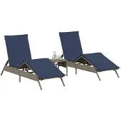 vidaXL Ligbedden 2 st met tafel poly rattan grijs