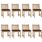 vidaXL Tuinstoelen, 8 stuks met kussens, massief teakhout