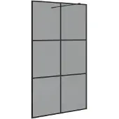 vidaXL Inloopdouchewand Zwart 115 x 195 cm gehard glas