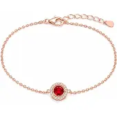 LGT JWLS Rosegoudkleurige Dames Armband met Rode Zirkonia