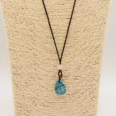 Ancient Wisdom Koordketting met edelsteenhanger - Howliet druppelvormige hanger