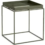 HAY Dienbladtafel 40x40 Cm Olijfgroen - Bijzettafels & buffetten Gepoedercoat Staal Olive - AA685-A360-AV93