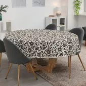 ANRO Tafelkleed Bladeren Zwart Rond Ø100cm Met sierband Afwasbaar Waterafstotend Binnen & Buiten