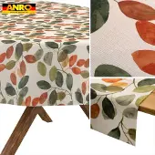 ANRO Tafelkleed Olijftakken Meerkleurig Ovaal 260x140cm Rechte rand Afwasbaar Waterafstotend