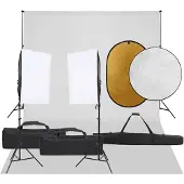 vidaXL Fotostudioset met verlichtingsset, achtergrond en reflector