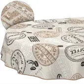 ANRO Tafelkleed Koffie Meerkleurig Ovaal 200x140cm Met sierband Afwasbaar Waterafstotend