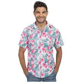 Chaks Blouse Hibiscus Roze Tropisch - Maat XL