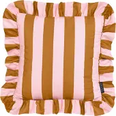 NOVÉE Sierkussen ruffles stripe /roze | 45x45 cm | katoen/polyester
