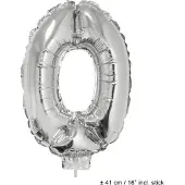 Funny fashion Folie opblaascijfer 0 Zilver