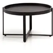 Wohnling Salontafel zwart mangohout rond 60 cm
