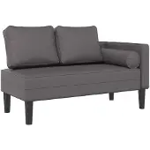vidaXL Chaise longue met kussens kunstleer grijs