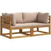 vidaXL Sectioneel hoekbank met kussens 2 st 2-zits Massief Acacia Hout