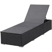 vidaXL Ligbed met kussen poly rattan zwart