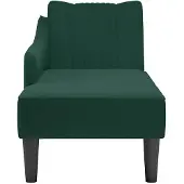 vidaXL Chaise longue met rechterarmleuning fluweel donkergroen