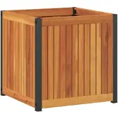 vidaXL Plantenbak 45x45x44 cm massief acaciahout en staal