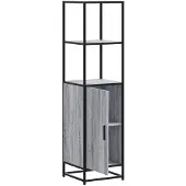 vidaXL Hoge kast 35,5x35x139 cm bewerkt hout en metaal grijs sonoma