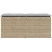 vidaXL Tuinbank met kussen, beige, 110x40x44 cm, polyrotan