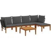 vidaXL 6 st Massief acaciahout & touw Naturel