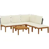 vidaXL 6 st Massief acaciahout & touw Naturel
