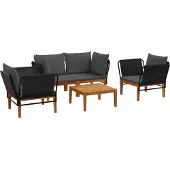 vidaXL 5 st Massief acaciahout & touw Naturel