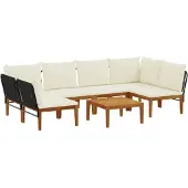 vidaXL 7 st Massief acaciahout & touw Naturel
