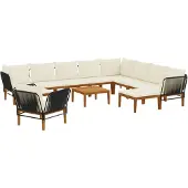vidaXL 12 st Massief acaciahout & touw Naturel