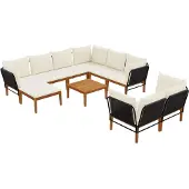 vidaXL 10 st Massief acaciahout & touw Naturel