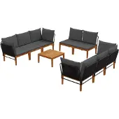 vidaXL 9 st Massief acaciahout & touw Naturel