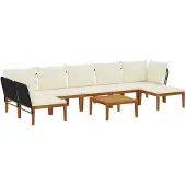 vidaXL 8 st Massief acaciahout & touw Naturel