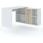 Famanu bureau met boekenplank, 122 cm breed - Wit en Sonoma eikenduur