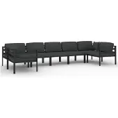 vidaXL 7-delige loungeset voor de tuin met kussens, aluminium, antraciet