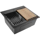 REA Stalen Spoelbak Met Accessoireset 3-delig Leo 50 Black Zwarte accessoires