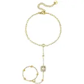 Yehwang Handchain Met Omlijste Statement Steen - Cadeau - Goudlief.nl