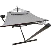 Famanu – Tweepersoons hangmat met standaard en tafel, maximaal 200 kg draagvermogen