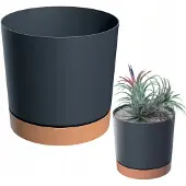Prosperplast Doniczka Tubo PM Antraciet met Eco Wood Onderzetter 35cm