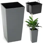 Lamela Finezja Antraciet Plantenbak 35x35x68cm Hoogglans met Inzet