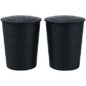 Famanu – 510L waterton regenton met deksel, set van 2, antraciet