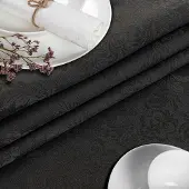 ANRO Tafelkleed Barok ornament Zwart Ovaal 180x140cm Met sierband Afwasbaar Waterafstotend