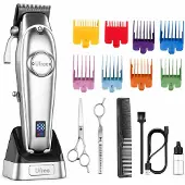 Ufree Professionele Draadloze Tondeuse Mannen Hoofdhaar – Haartrimmer met 8 Opzetkammen, LCD-Display, Laadstation en 2 Kappersscharen – Complete Barber Kappersset