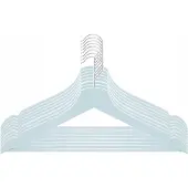 Springos Set van 9 houten kledinghangers, poederblauw, voor kasten en hal