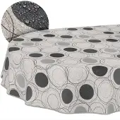 ANRO Tafelkleed Grijze cirkels Grijs Ovaal 240x140cm Met sierband Afwasbaar Waterafstotend