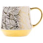 Odelo Luxe Porseleinen Mok met Gouden Bladeren - 460ml - Cadeau