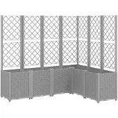vidaXL Plantenbak met latwerk 160x120x140 cm polypropeen lichtgrijs