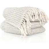 ANRO Beatriz Plaid Lichtgrijs 150x200 cm - Katoenmix - Met franjes