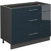 Vicco Keukenonderkast Fame-Line Donkerblauw hoogglans/Antraciet 100 cm zonder werkblad, Model 61627